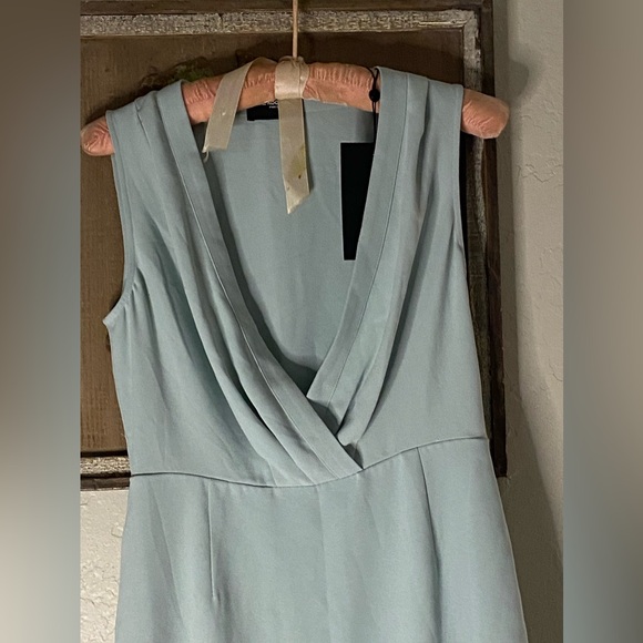 The KOOPLES V-Neck  Wrap  Work Dress With Pockets, pastel mint green - Picture 4 of 15